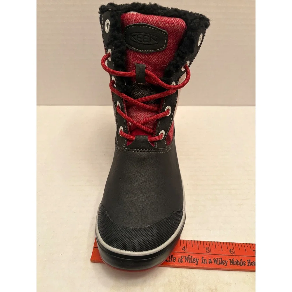 Keen Elsa Waterproof Winter Boots Black Red Plaid Insulated Womens 7 1017403
